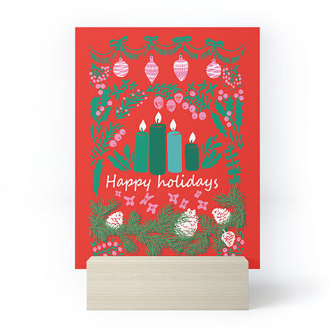 DESIGN d´annick happy holidays greetings folk Mini Art Print