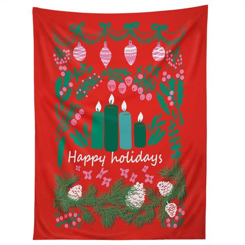 DESIGN d´annick happy holidays greetings folk Tapestry