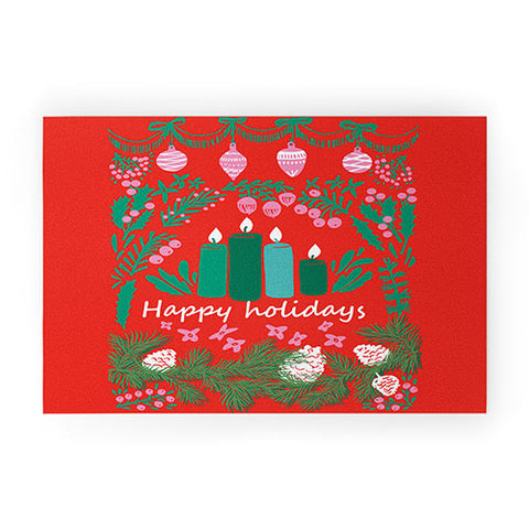DESIGN d´annick happy holidays greetings folk Welcome Mat