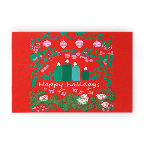 DESIGN dannick happy holidays greetings folk Welcome Mat