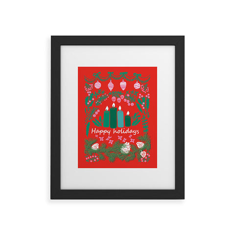 DESIGN dannick happy holidays greetings folk Framed Art Print