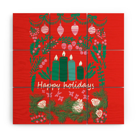 DESIGN dannick happy holidays greetings folk Wood Wall Mural