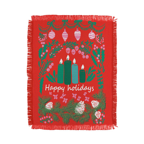 DESIGN d´annick happy holidays greetings folk Throw Blanket