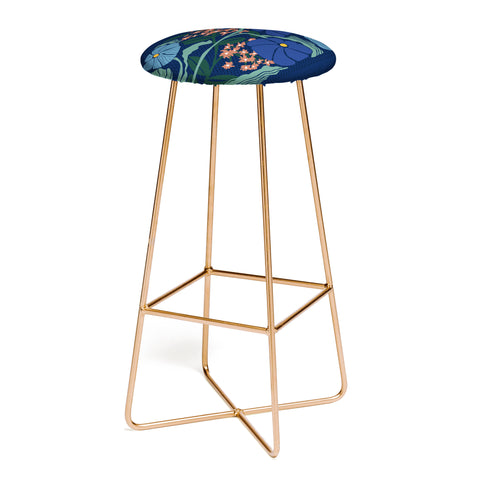 DESIGN dannick Klimt flower dark blue Bar Stool