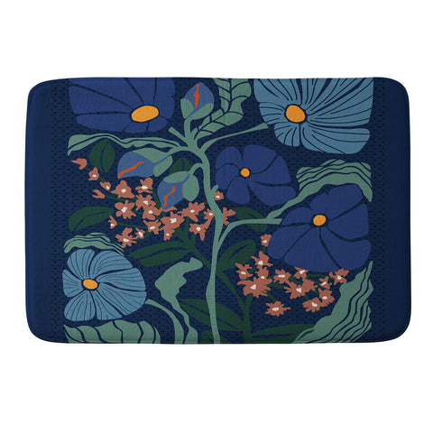 DESIGN dannick Klimt flower dark blue Memory Foam Bath Mat