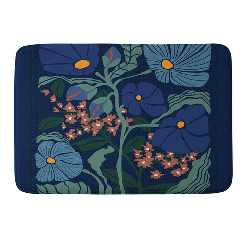DESIGN d´annick Klimt flower dark blue Memory Foam Bath Mat