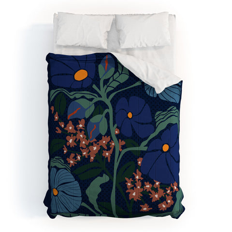 DESIGN dannick Klimt flower dark blue Comforter