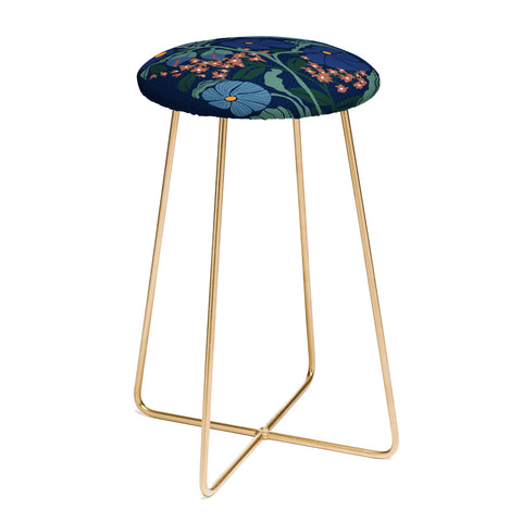 DESIGN d´annick Klimt flower dark blue Counter Stool
