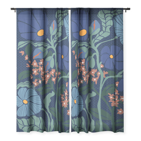DESIGN d´annick Klimt flower dark blue Sheer Non Repeat
