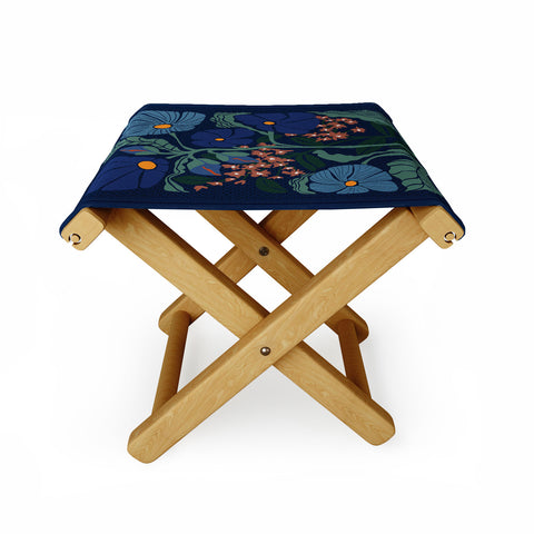 DESIGN dannick Klimt flower dark blue Folding Stool