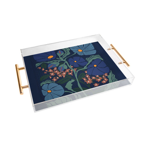 DESIGN dannick Klimt flower dark blue Acrylic Tray