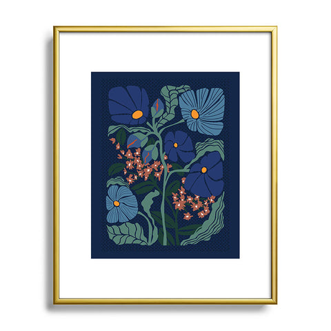 DESIGN dannick Klimt flower dark blue Metal Framed Art Print