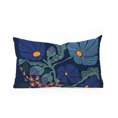 DESIGN dannick Klimt flower dark blue Oblong Throw Pillow