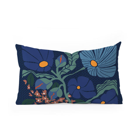 DESIGN d´annick Klimt flower dark blue Oblong Throw Pillow