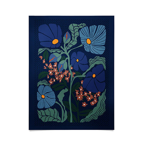 DESIGN dannick Klimt flower dark blue Poster