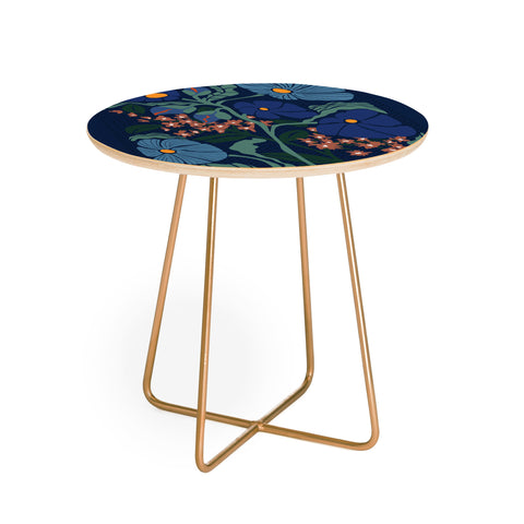 DESIGN dannick Klimt flower dark blue Round Side Table