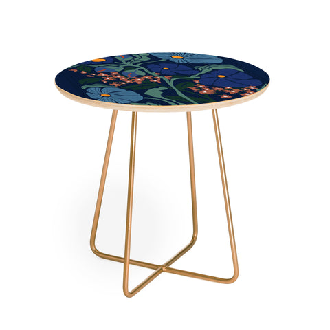 DESIGN d´annick Klimt flower dark blue Round Side Table