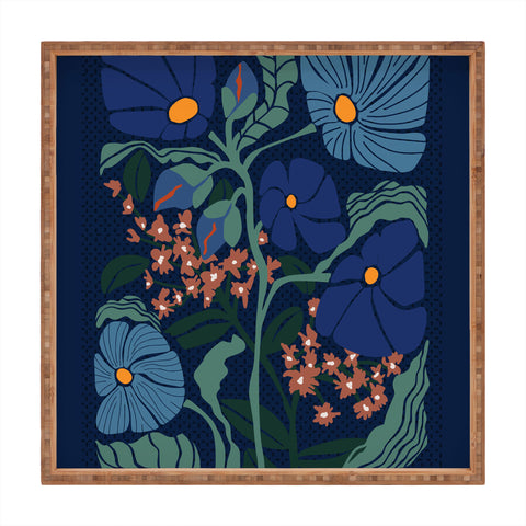 DESIGN dannick Klimt flower dark blue Square Tray