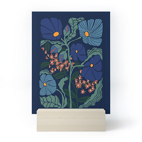 DESIGN dannick Klimt flower dark blue Mini Art Print