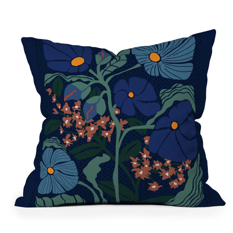 DESIGN dannick Klimt flower dark blue Throw Pillow