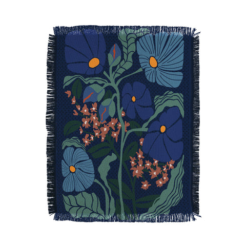DESIGN dannick Klimt flower dark blue Throw Blanket