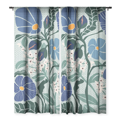 DESIGN dannick Klimt flowers light blue Sheer Non Repeat