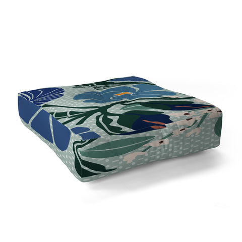 DESIGN dannick Klimt flowers light blue Floor Pillow Square