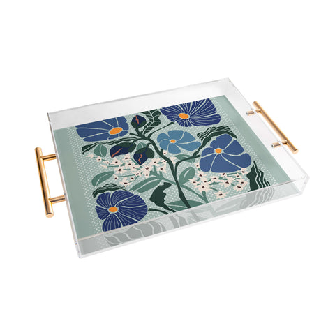 DESIGN dannick Klimt flowers light blue Acrylic Tray