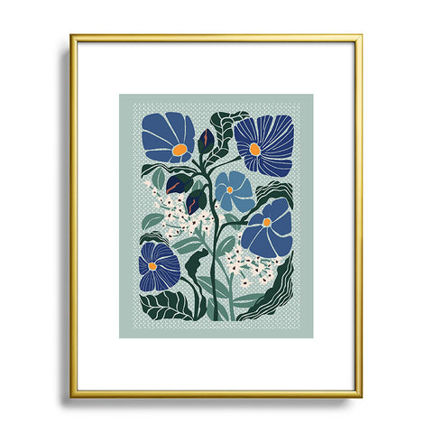 DESIGN dannick Klimt flowers light blue Metal Framed Art Print