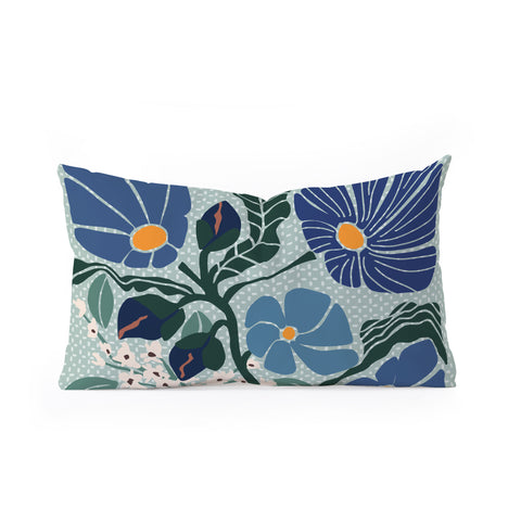 DESIGN dannick Klimt flowers light blue Oblong Throw Pillow