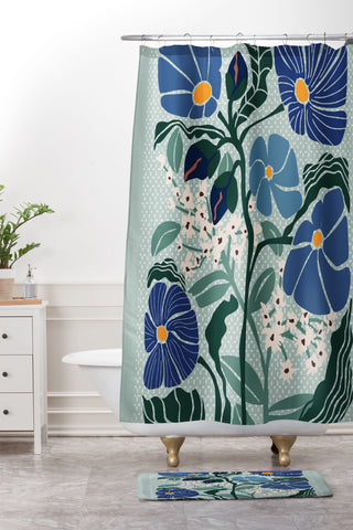 DESIGN dannick Klimt flowers light blue Shower Curtain And Mat