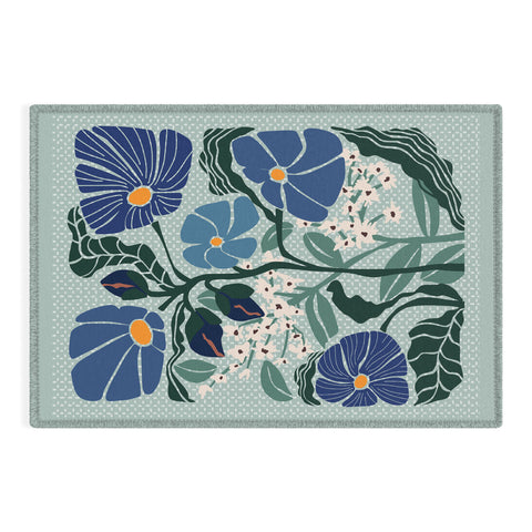 DESIGN dannick Klimt flowers light blue Outdoor Rug