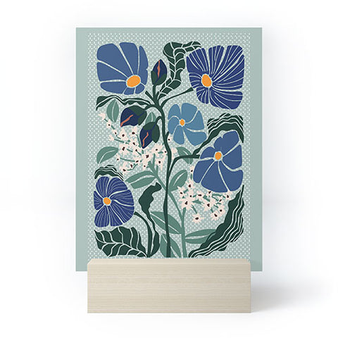 DESIGN dannick Klimt flowers light blue Mini Art Print