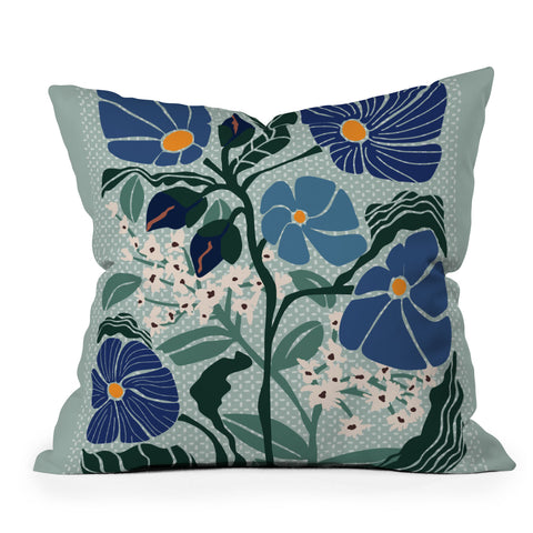 DESIGN dannick Klimt flowers light blue Outdoor Throw Pillow