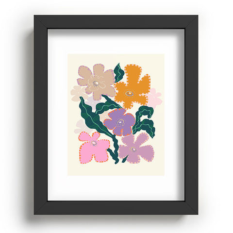 DESIGN dannick Large Pink Retro Flowers Recessed Framing Rectangle