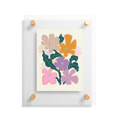 DESIGN dannick Large Pink Retro Flowers Floating Acrylic Print