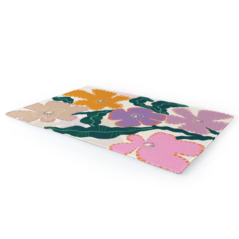 DESIGN dannick Large Pink Retro Flowers Area Rug