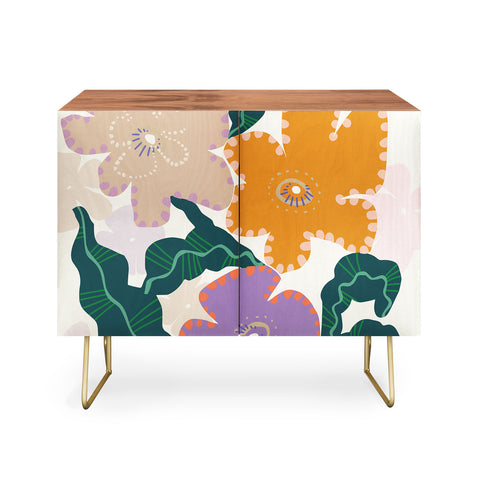 DESIGN dannick Large Pink Retro Flowers Credenza