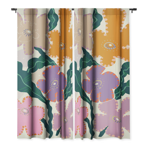 DESIGN dannick Large Pink Retro Flowers Blackout Non Repeat