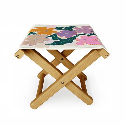 DESIGN dannick Large Pink Retro Flowers Folding Stool