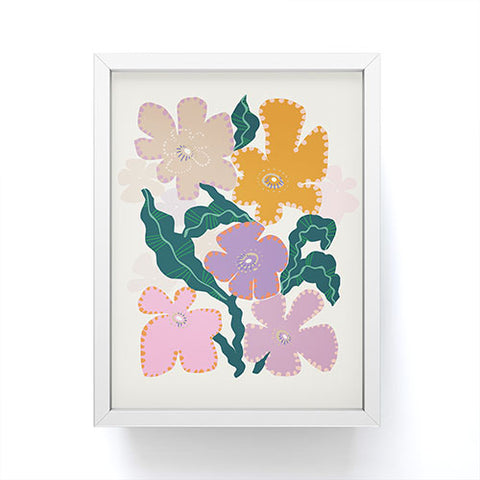 DESIGN d´annick Large Pink Retro Flowers Framed Mini Art Print