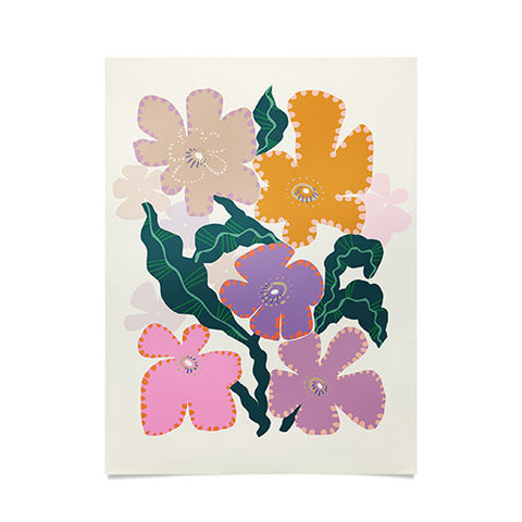 DESIGN dannick Large Pink Retro Flowers Poster