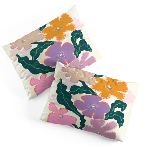 DESIGN dannick Large Pink Retro Flowers Pillow Shams