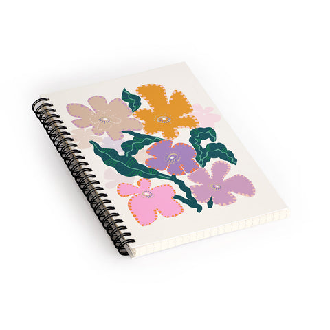 DESIGN d´annick Large Pink Retro Flowers Spiral Notebook