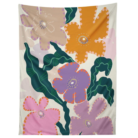 DESIGN d´annick Large Pink Retro Flowers Tapestry