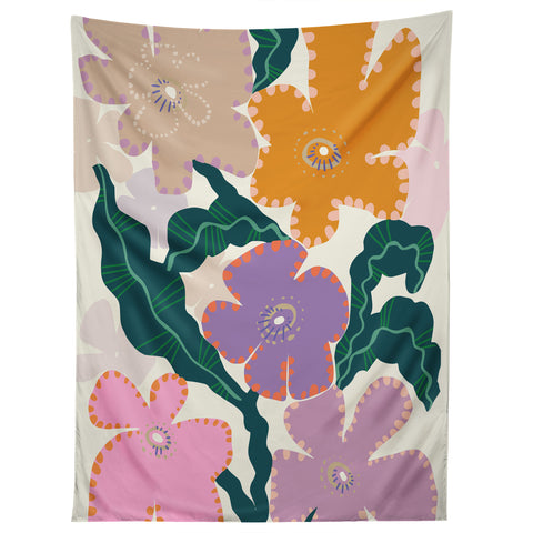 DESIGN dannick Large Pink Retro Flowers Tapestry