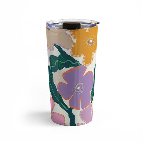 DESIGN d´annick Large Pink Retro Flowers Travel Mug