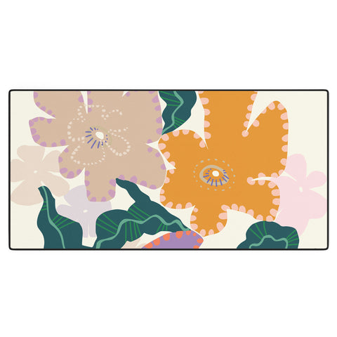 DESIGN dannick Large Pink Retro Flowers Desk Mat