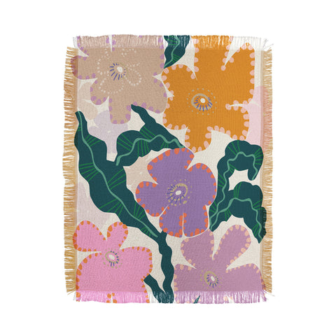 DESIGN d´annick Large Pink Retro Flowers Throw Blanket