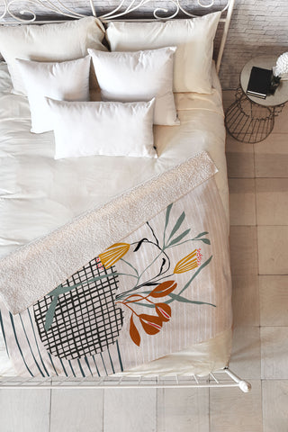 DESIGN dannick midcentury plant pot Fleece Throw Blanket